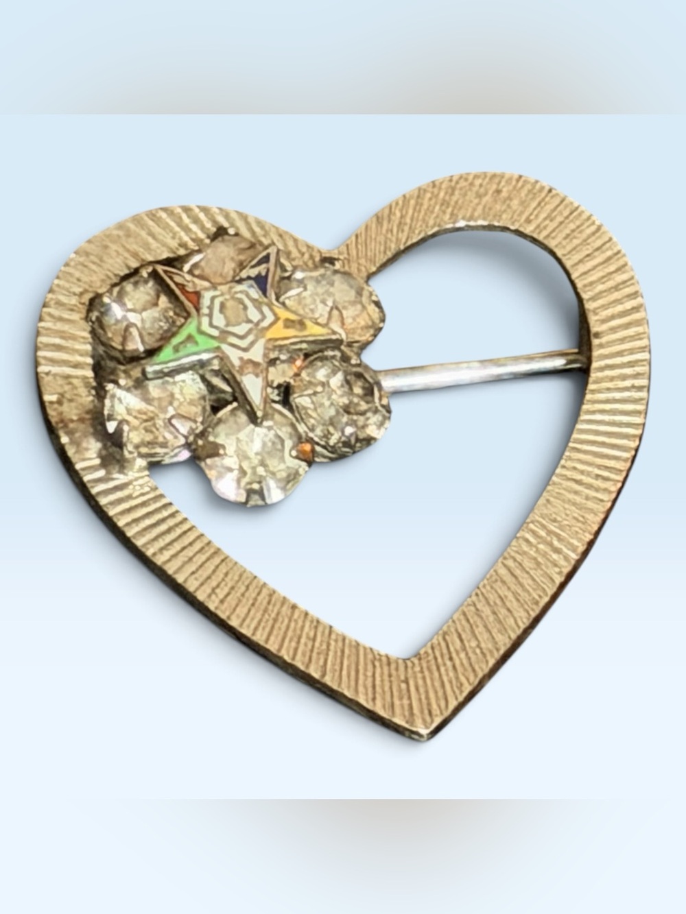 Silver tone Order of the Eastern Star brooch